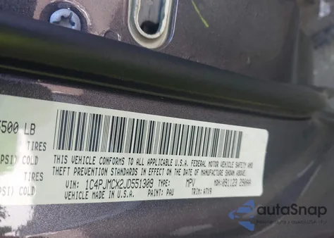 2018 Jeep Cherokee Latitude 4X4 from USA, damaged, VIN 1C4PJMCX2JD551309